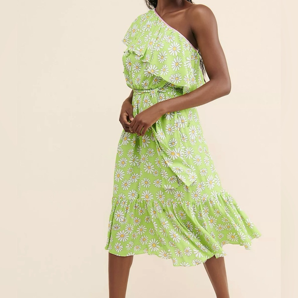 BOUTIQUE MOSCHINO Dress Green Daisy Off Shoulder - Picture 2 of 14